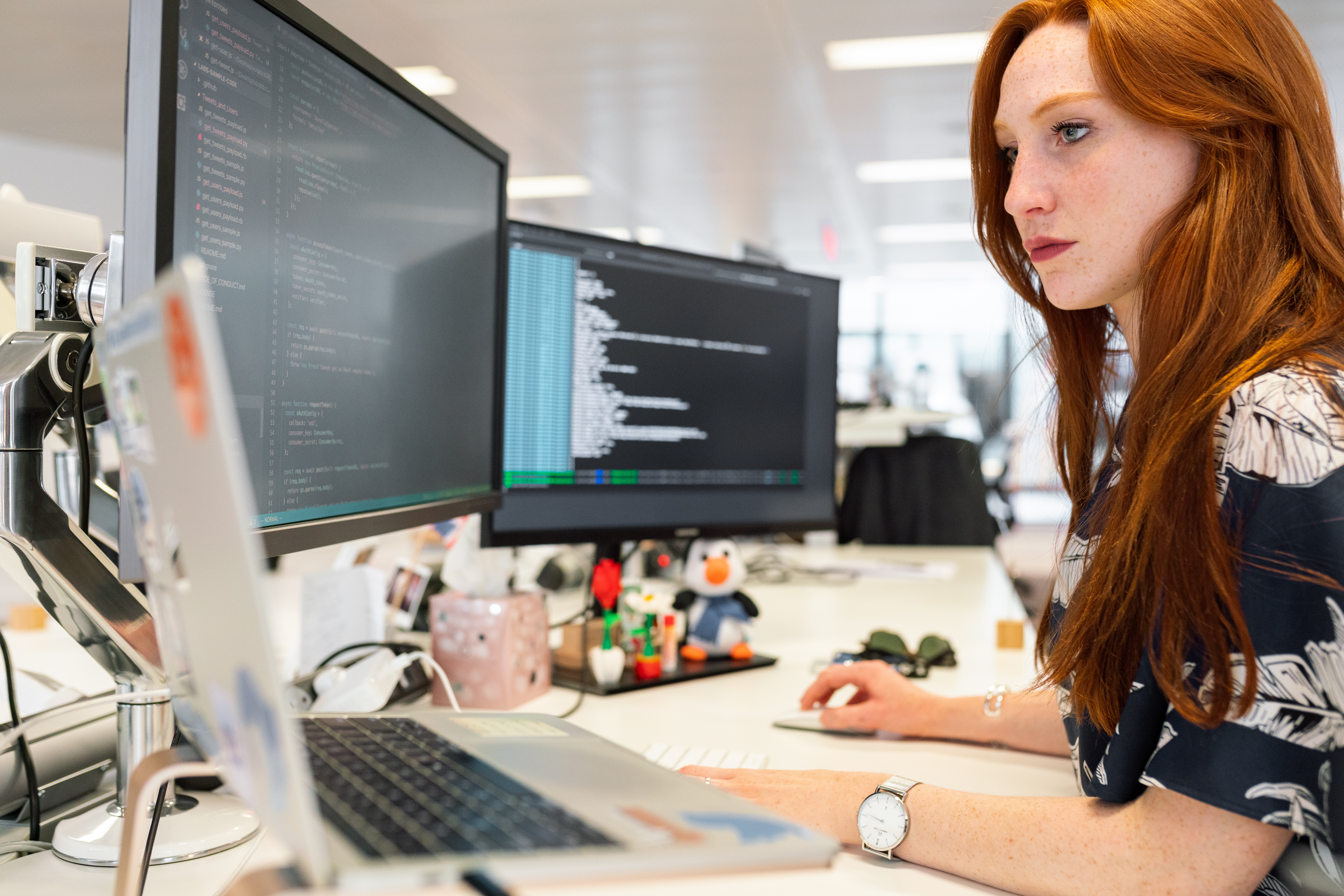 Woman working in a quantum computing industry